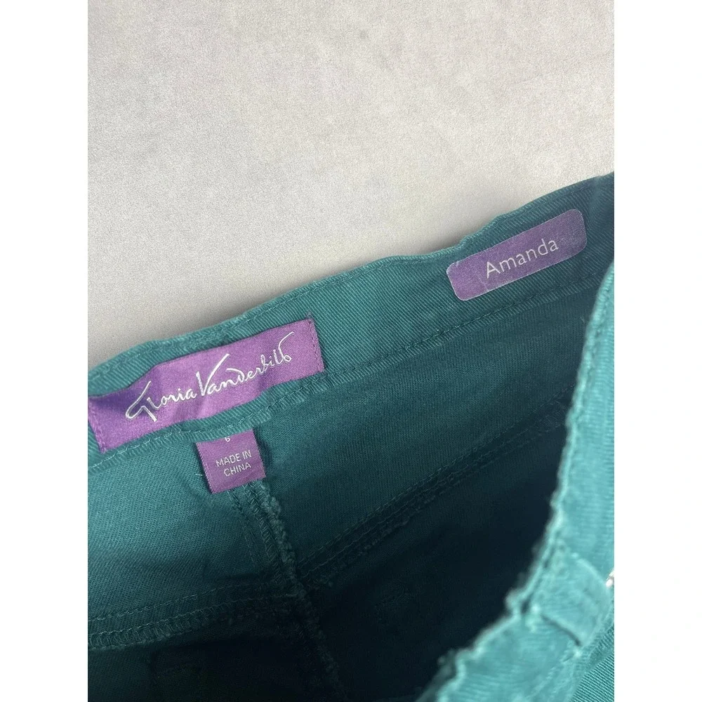 Gloria Vanderbilt Amanda High Rise Tapered Leg Jeans Teal Green Size 6 Womens